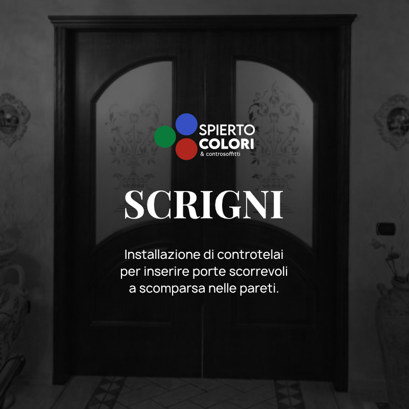 Descrizione del servizio di applicazione scrigni offerto: Installazione di controtelai per inserire porte scorrevoli a scomparsa nelle pareti..